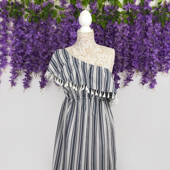 Isabel Maternity by Ingrid & Isabel Dresses & Skirts - Isabel Maternity Striped One Shoulder Tassel Dress